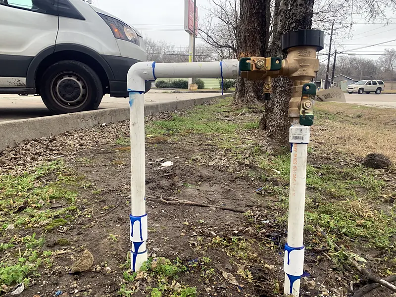 New backflow preventer assembly on PVC risers