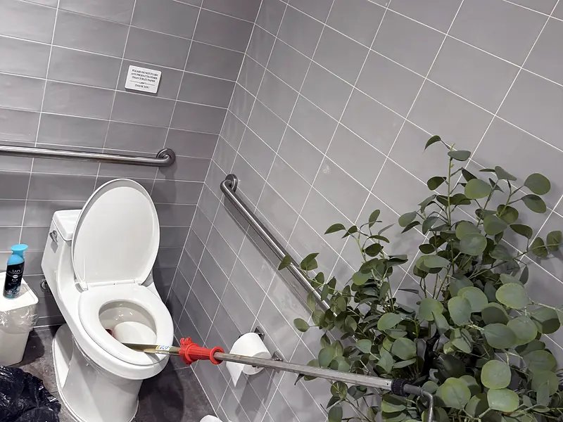 Closet auger in a toilet in a modern restroom