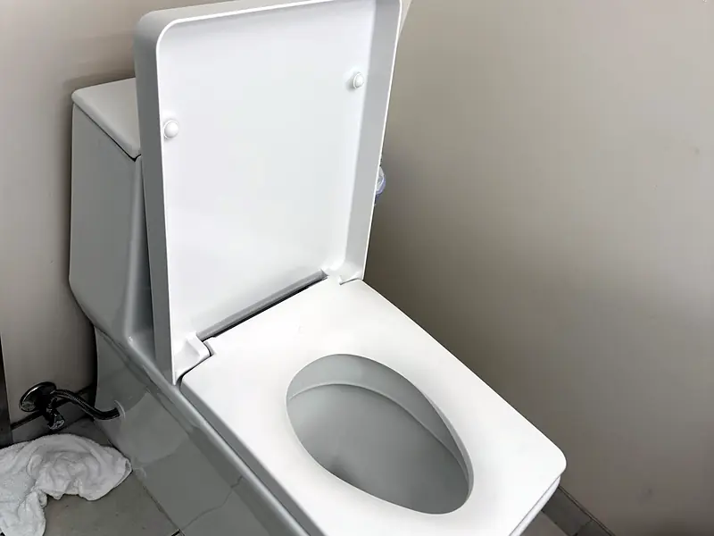 New modern toilet installed in a bathroom