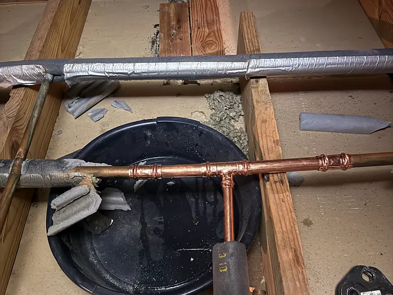 Attic copper leak, after