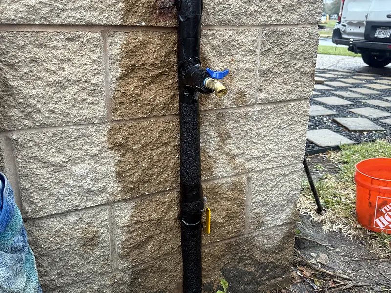 Exposed copper riser, after