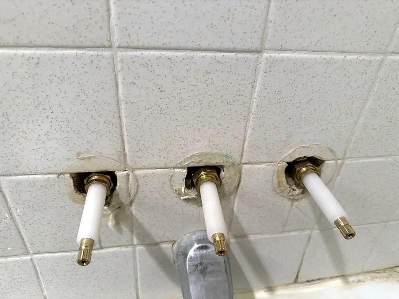 Three-handle tub valve, before